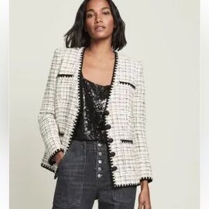 Veronica Beard Albia Tweed Dickey Jacket in Black & White, 8